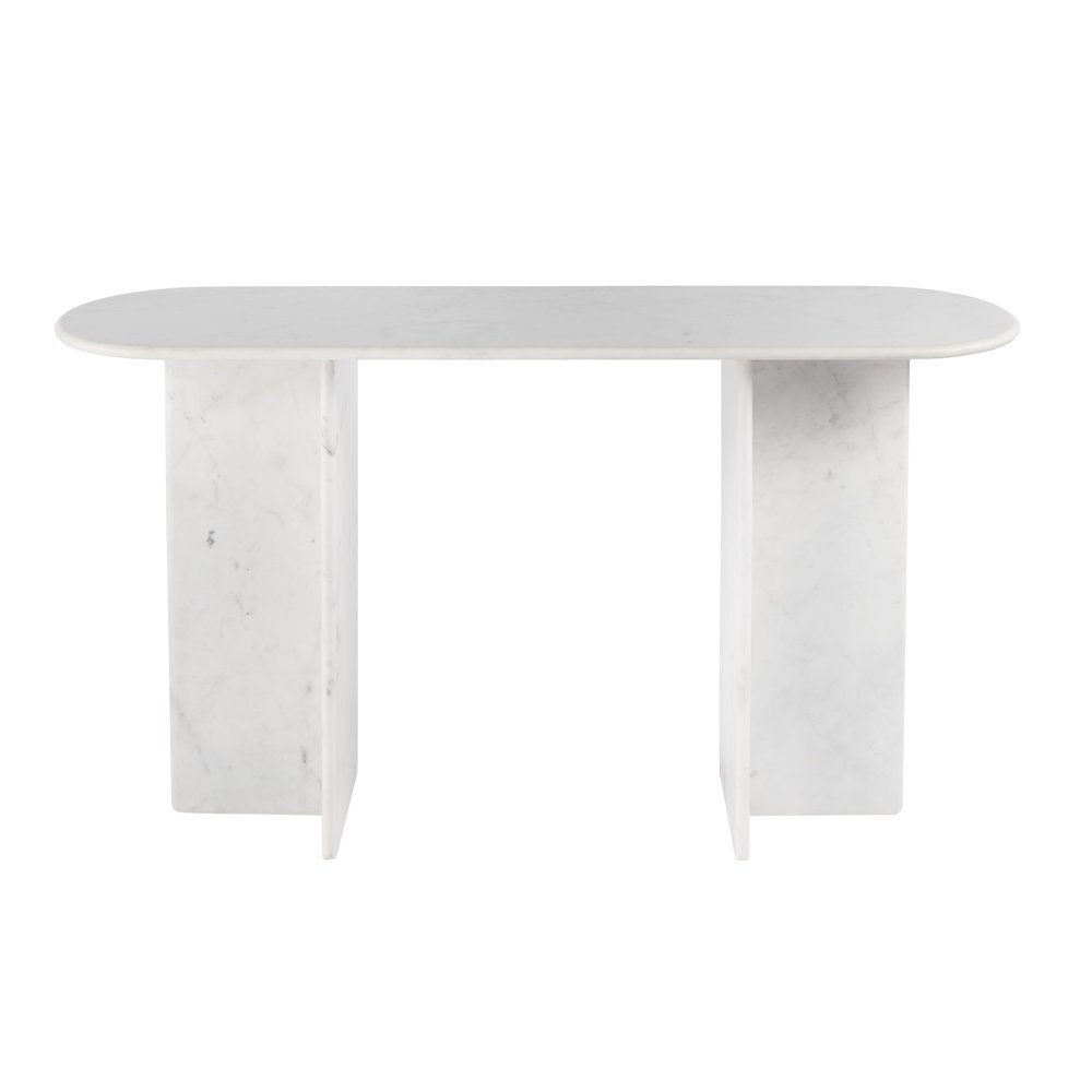 Vienna 54 in. W Rectangular 100% Marble Console/Sofa Table, White