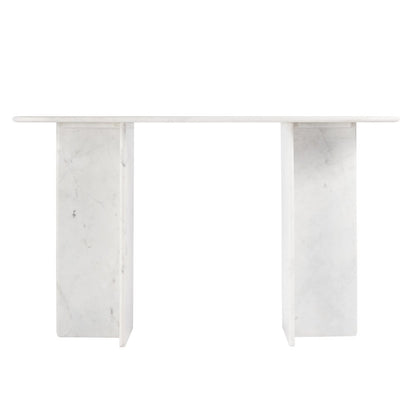Vienna 54 in. W Rectangular 100% Marble Console/Sofa Table, White