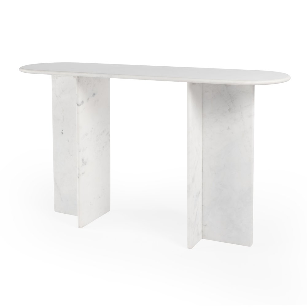 Vienna 54 in. W Rectangular 100% Marble Console/Sofa Table, White