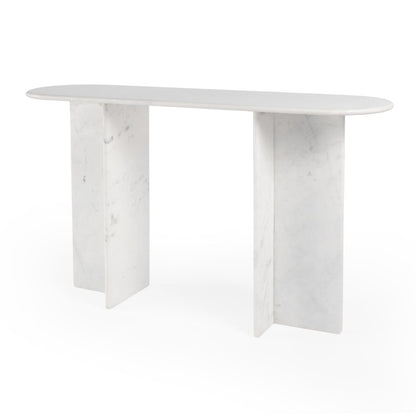 Vienna 54 in. W Rectangular 100% Marble Console/Sofa Table, White