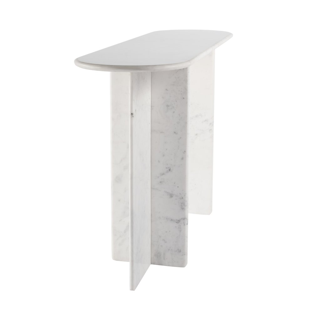 Vienna 54 in. W Rectangular 100% Marble Console/Sofa Table, White