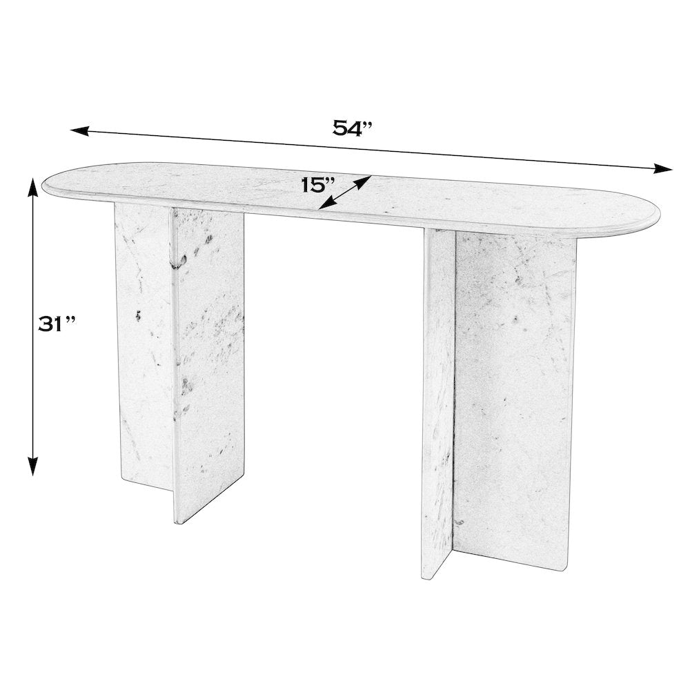 Vienna 54 in. W Rectangular 100% Marble Console/Sofa Table, White
