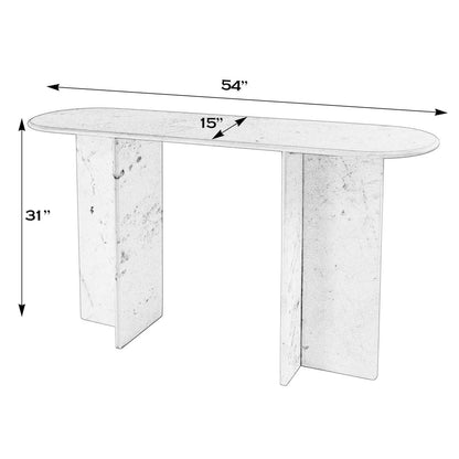 Vienna 54 in. W Rectangular 100% Marble Console/Sofa Table, White