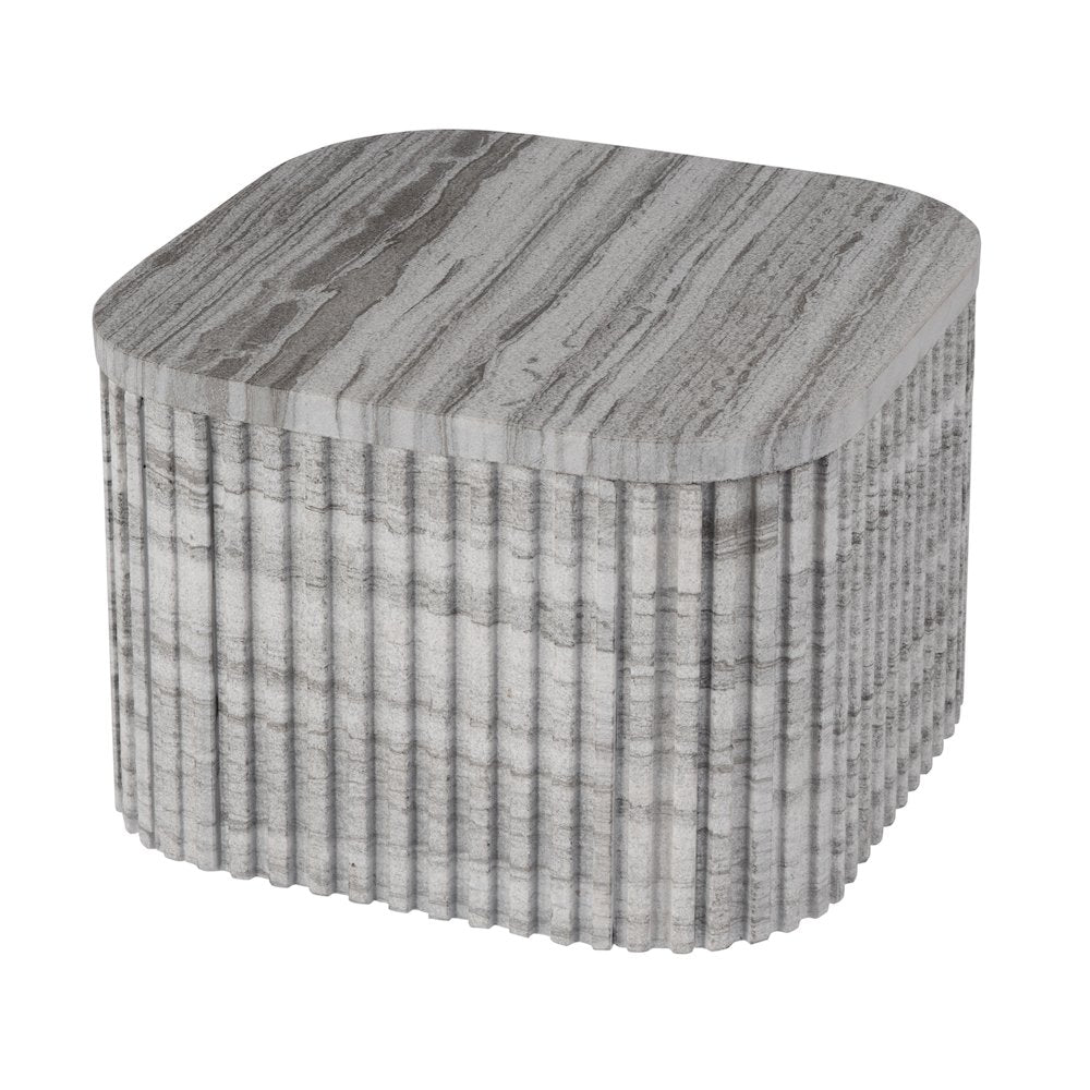 Sylvester 16 in. W Square Marble Low Bunching Table, Gray and White
