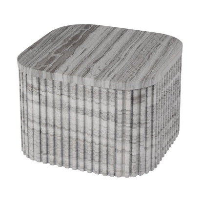Sylvester 16 in. W Square Marble Low Bunching Table, Gray and White
