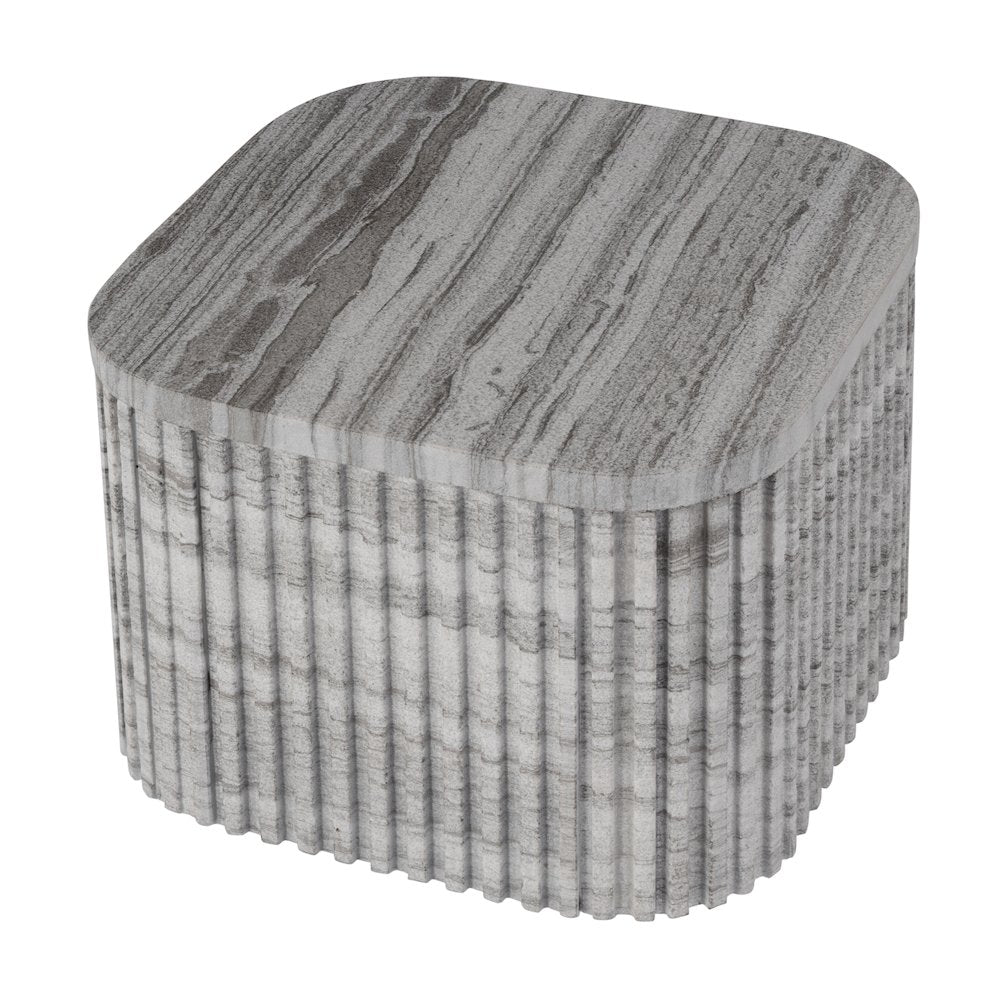 Sylvester 16 in. W Square Marble Low Bunching Table, Gray and White