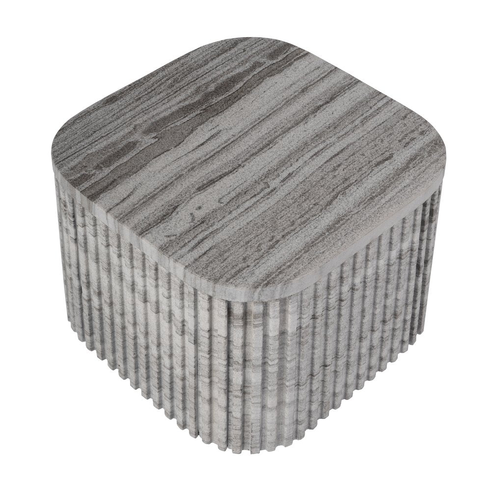 Sylvester 16 in. W Square Marble Low Bunching Table, Gray and White