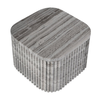 Sylvester 16 in. W Square Marble Low Bunching Table, Gray and White