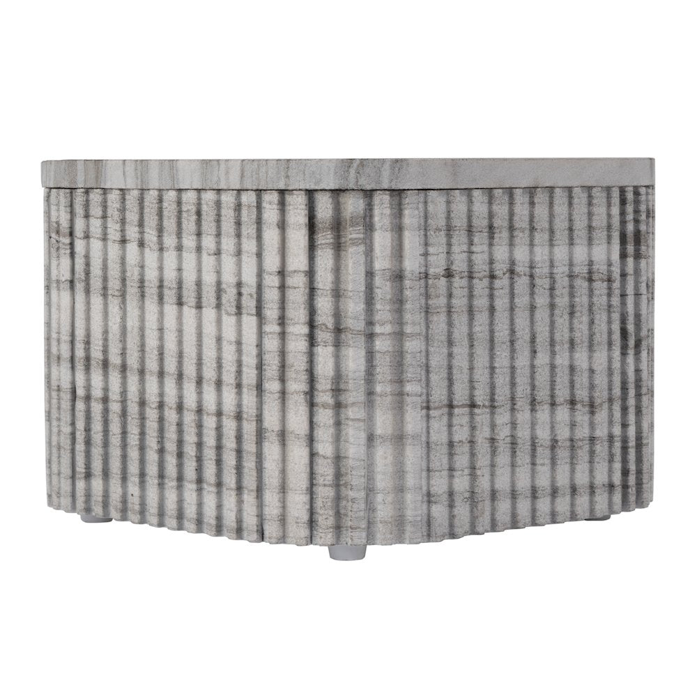 Sylvester 16 in. W Square Marble Low Bunching Table, Gray and White