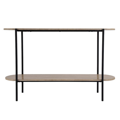 Rinaldi 48 in. W Elongated Marble and Iron 2-Tier Console Table, Natural