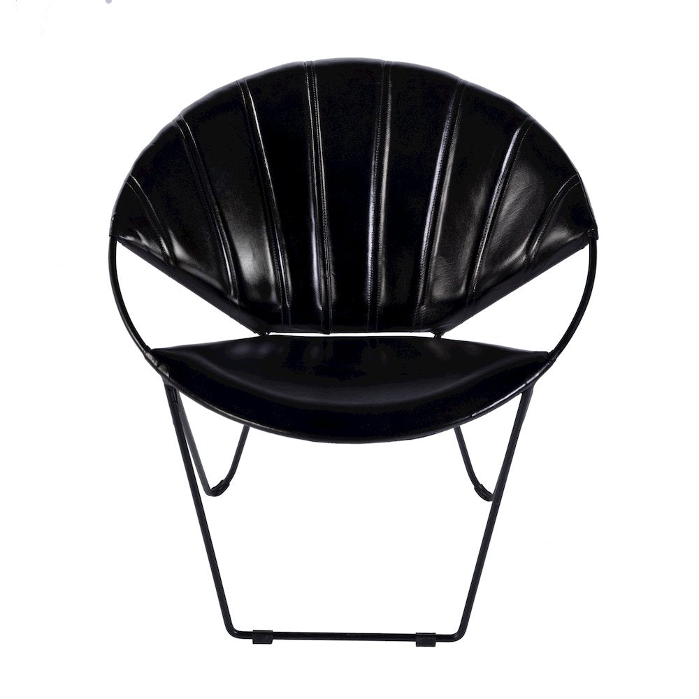 Harlan 18 in. Seat Height Leather and Iron Accent Chair, Black