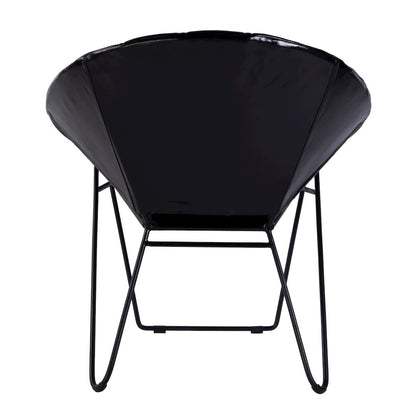 Harlan 18 in. Seat Height Leather and Iron Accent Chair, Black