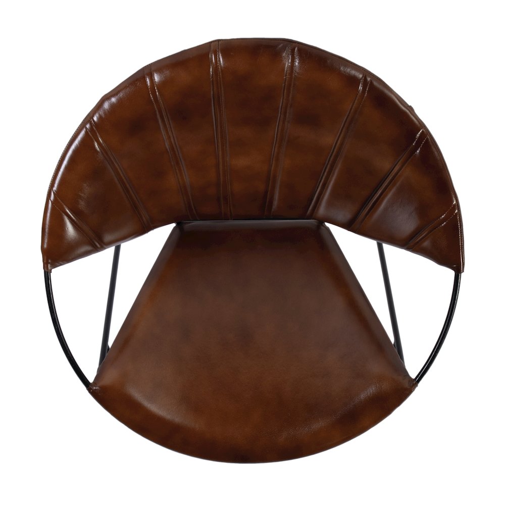 Harlan 18 in. Seat Height Leather and Iron Accent Chair, Brown