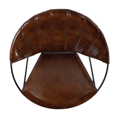 Harlan 18 in. Seat Height Leather and Iron Accent Chair, Brown