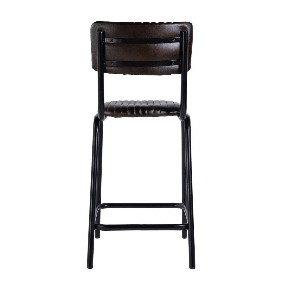 Waylon 31.5 in. Seat Height Leather Bar Height Stool, Black, Brown