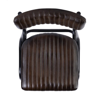 Waylon 31.5 in. Seat Height Leather Bar Height Stool, Black, Brown