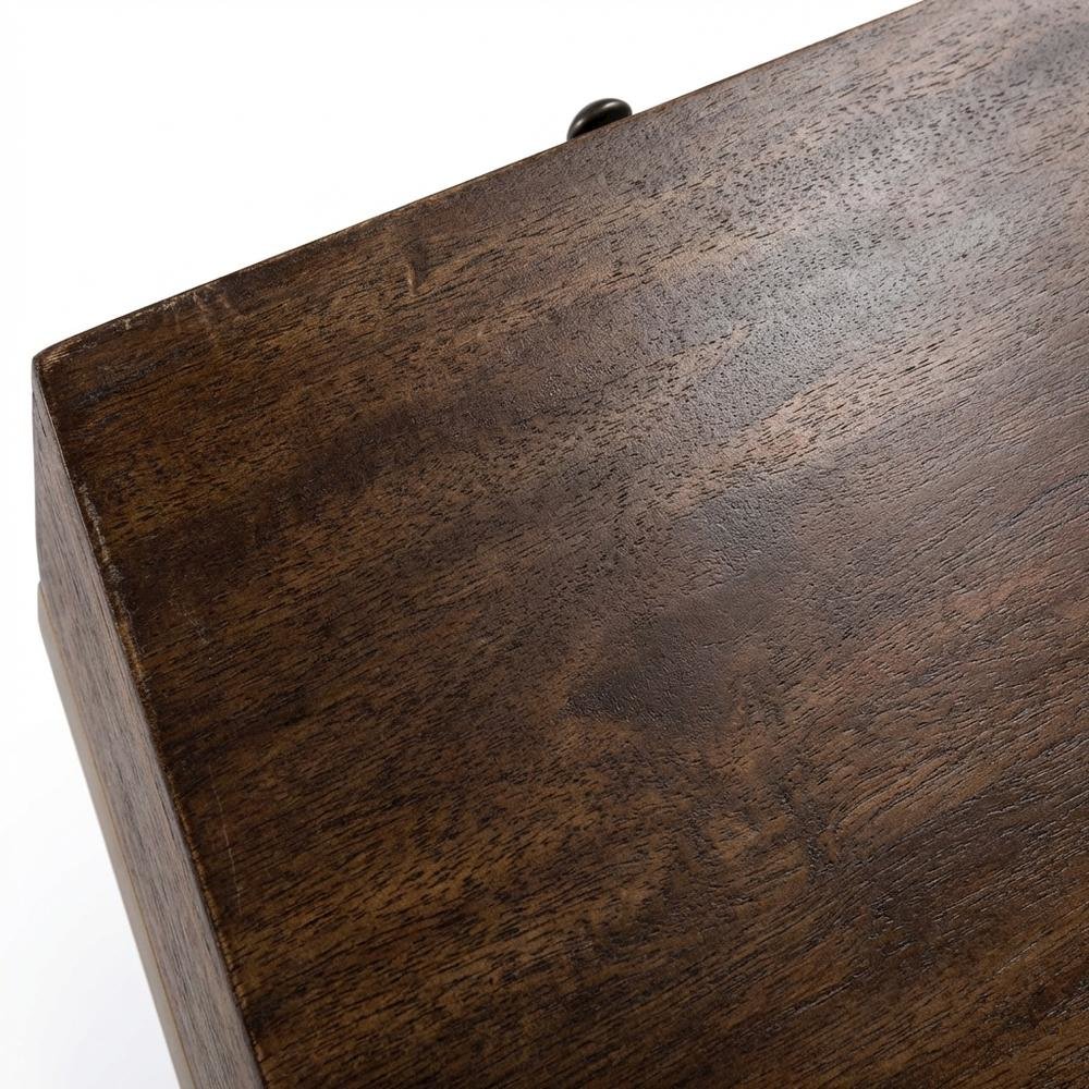 C Shaped End Table with Drawer, Mid-Century Modern Side Table for Living Room