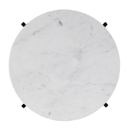 Mirabell 19 in. W Round Marble and Iron Side Table, Black, White