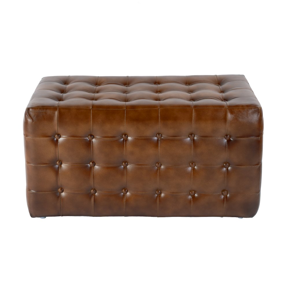 Kingston 36 in. W Leather Upholstered Accent Bench with Tufting, Brown