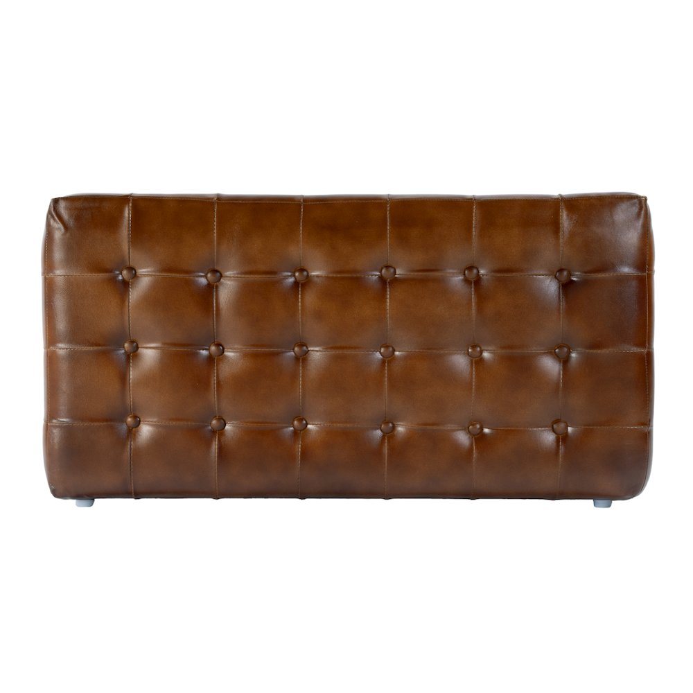 Kingston 36 in. W Leather Upholstered Accent Bench with Tufting, Brown
