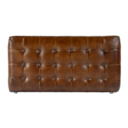 Kingston 36 in. W Leather Upholstered Accent Bench with Tufting, Brown