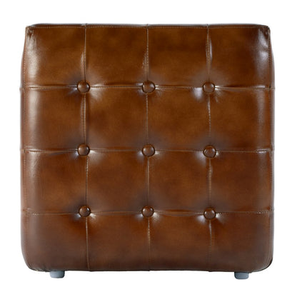 Kingston 36 in. W Leather Upholstered Accent Bench with Tufting, Brown