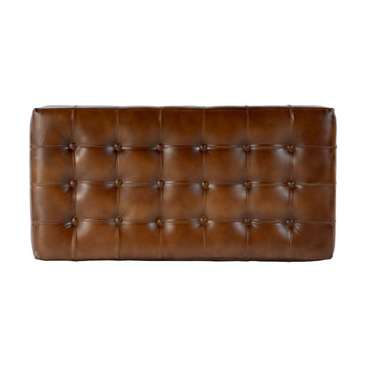 Kingston 36 in. W Leather Upholstered Accent Bench with Tufting, Brown