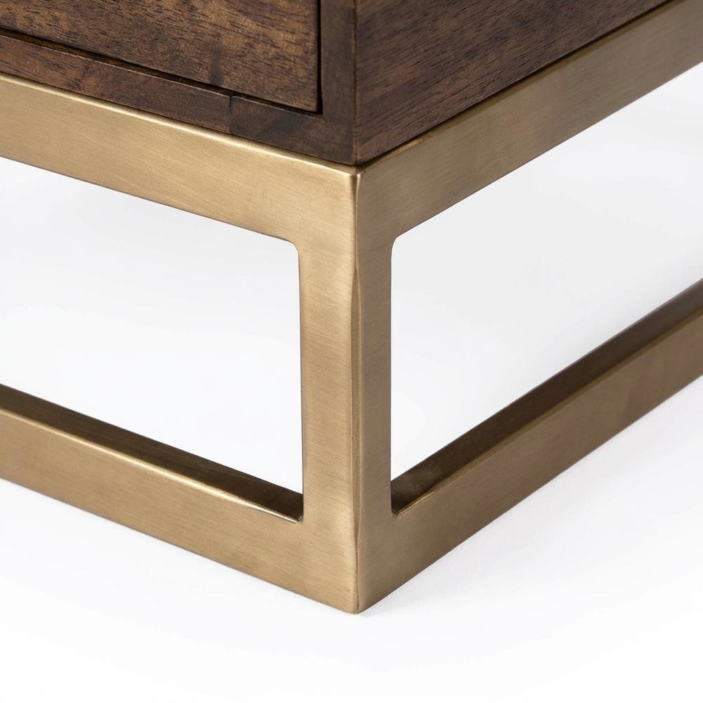 C Shaped End Table with Drawer, Mid-Century Modern Side Table for Living Room