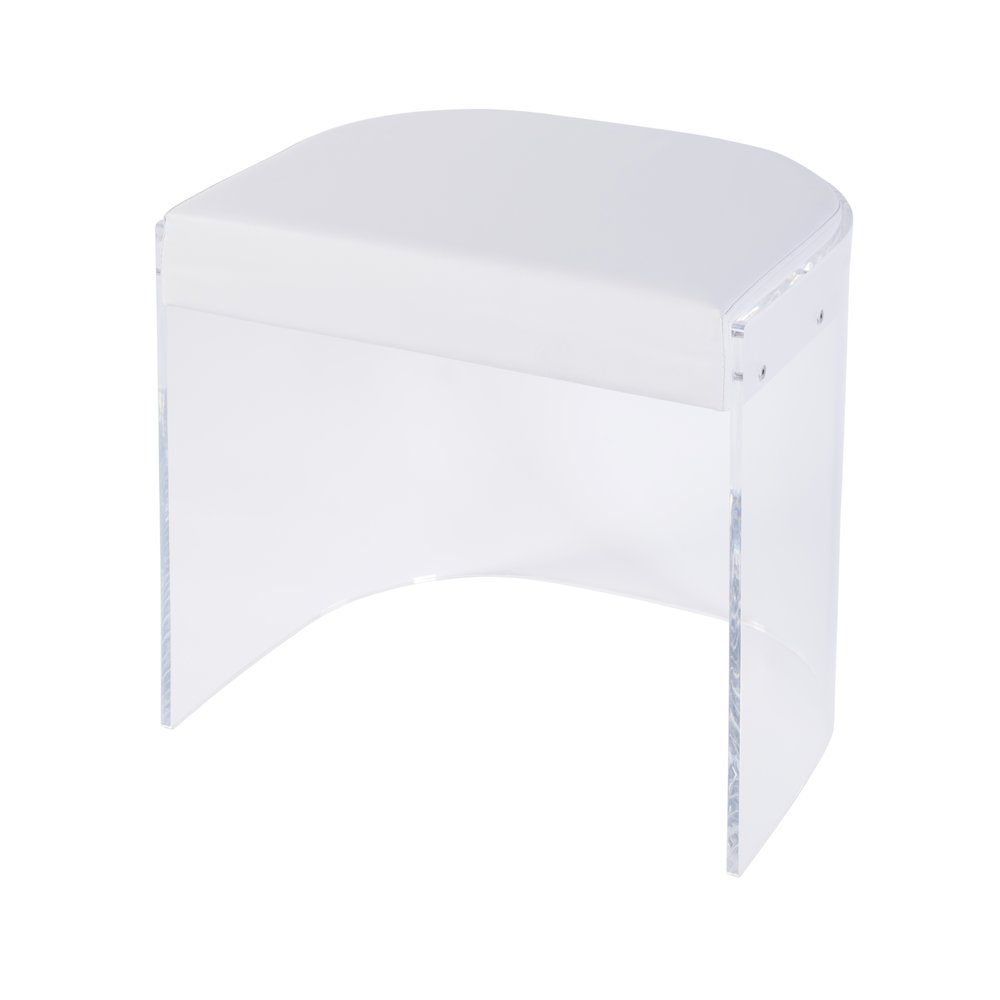 Solara 20 in. Seat Height Acrylic and Upholstered Accent Stool, Clear