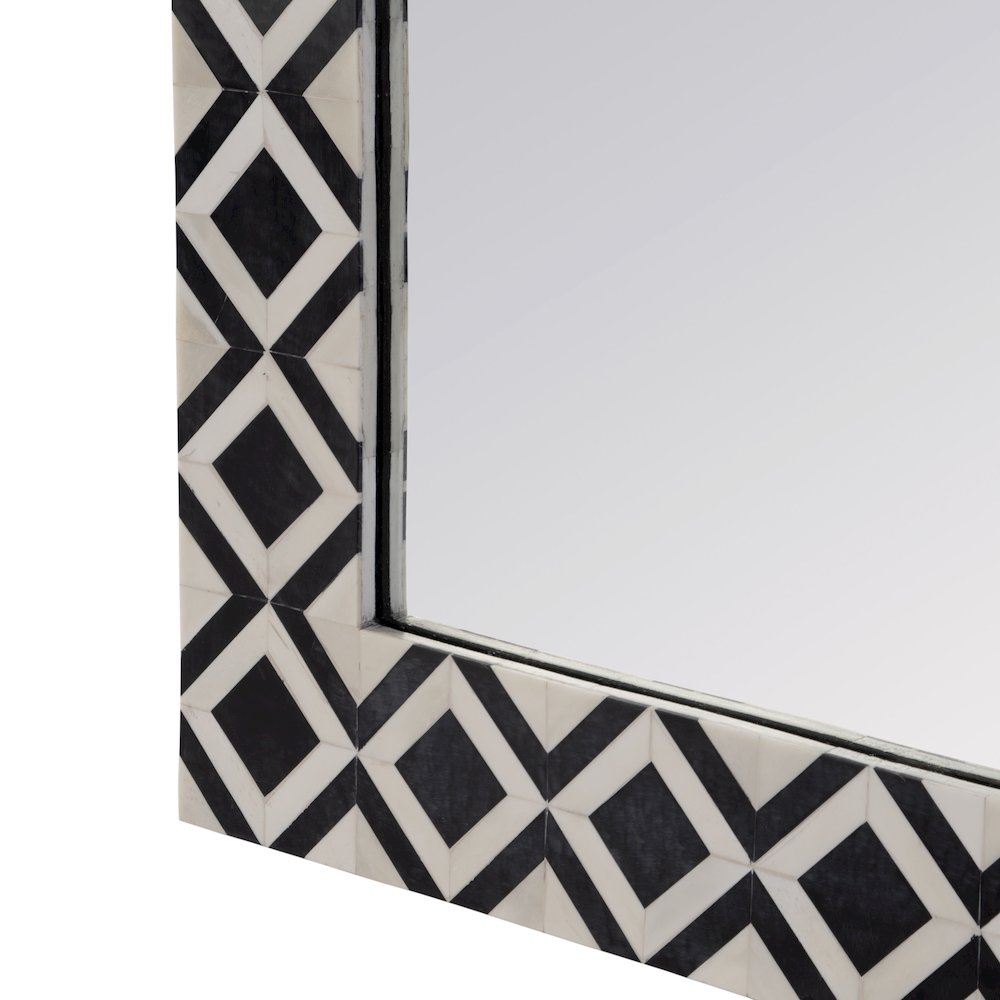 Verona 24 in. W x 36" H Rectangular Bone-Inlay Wall Mirror, Black, White