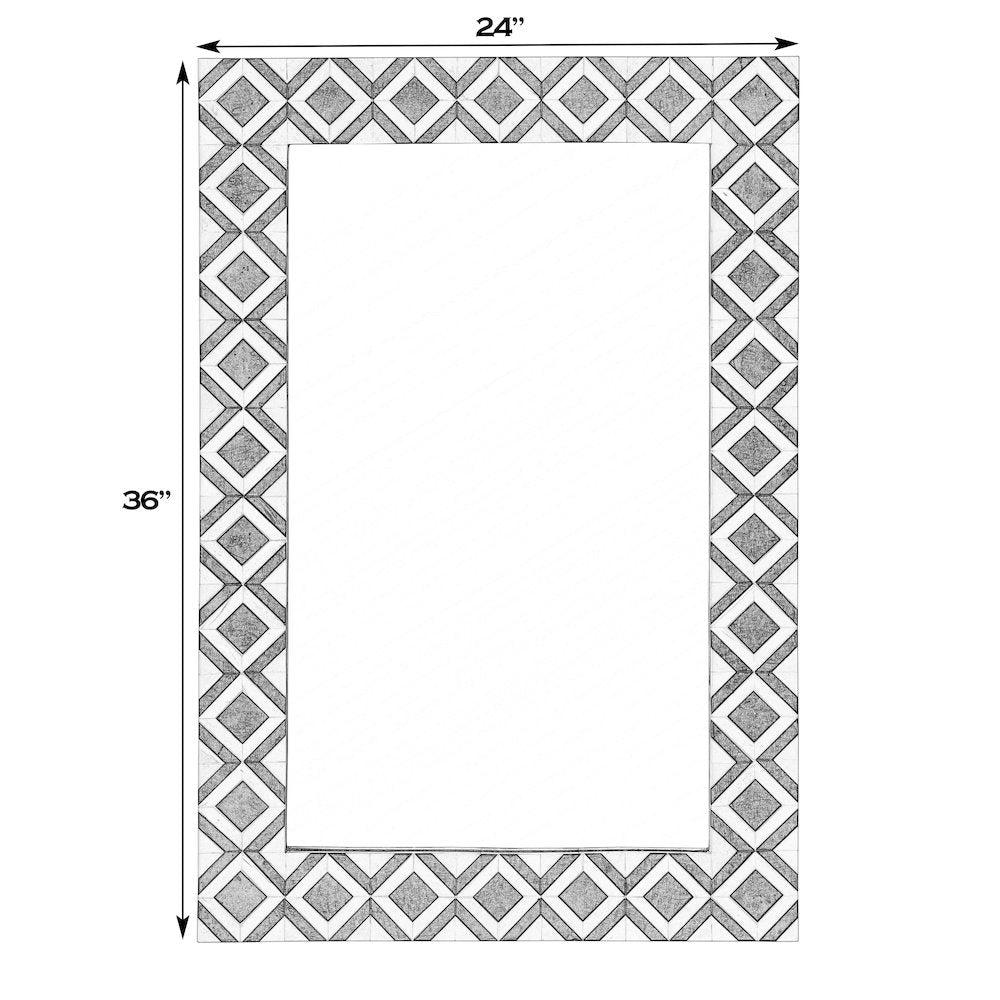 Verona 24 in. W x 36" H Rectangular Bone-Inlay Wall Mirror, Brown, Tan
