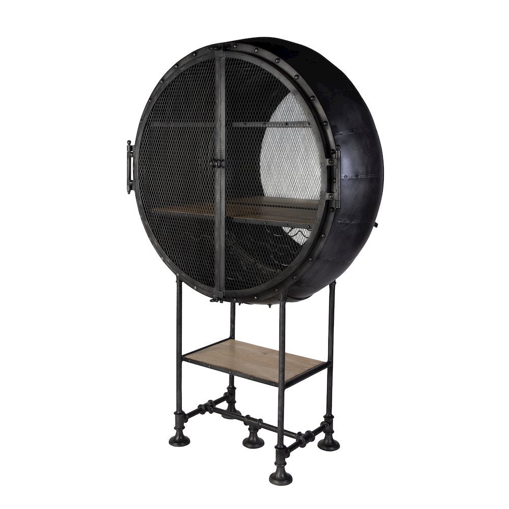 Roanoke 43 in W x 69 in. H Iron Bar Cabinet, Black