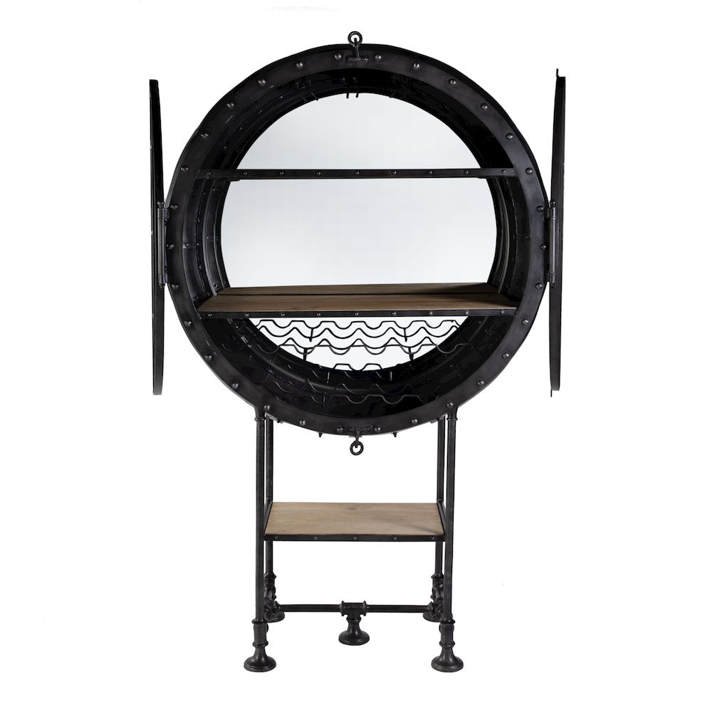 Roanoke 43 in W x 69 in. H Iron Bar Cabinet, Black