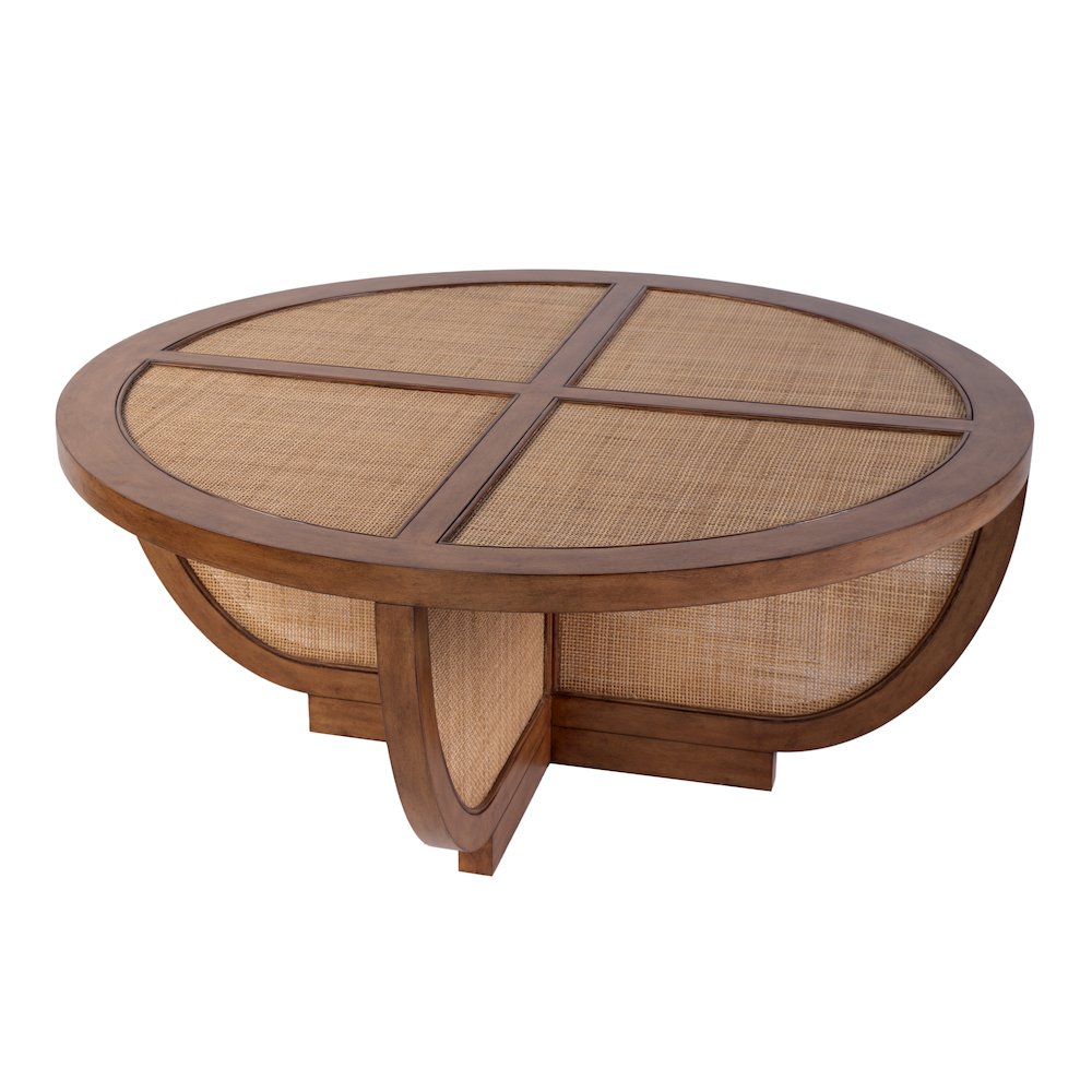 Bali Breeze 42 in. Round Wood and Mesh Coffee Table, Brown