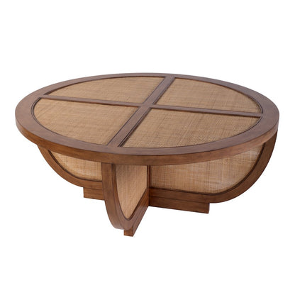 Bali Breeze 42 in. Round Wood and Mesh Coffee Table, Brown