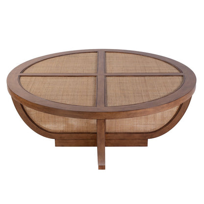 Bali Breeze 42 in. Round Wood and Mesh Coffee Table, Brown