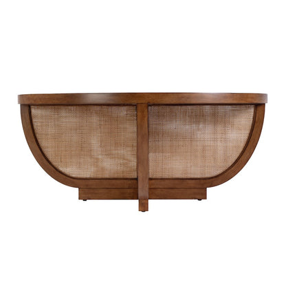 Bali Breeze 42 in. Round Wood and Mesh Coffee Table, Brown