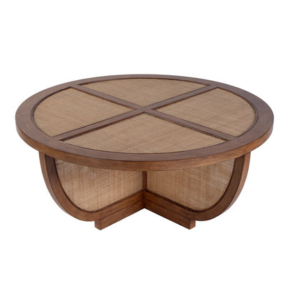 Bali Breeze 42 in. Round Wood and Mesh Coffee Table, Brown