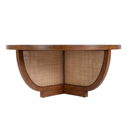 Bali Breeze 42 in. Round Wood and Mesh Coffee Table, Brown