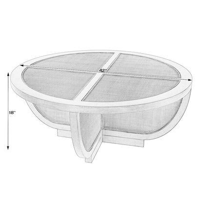 Bali Breeze 42 in. Round Wood and Mesh Coffee Table, Brown