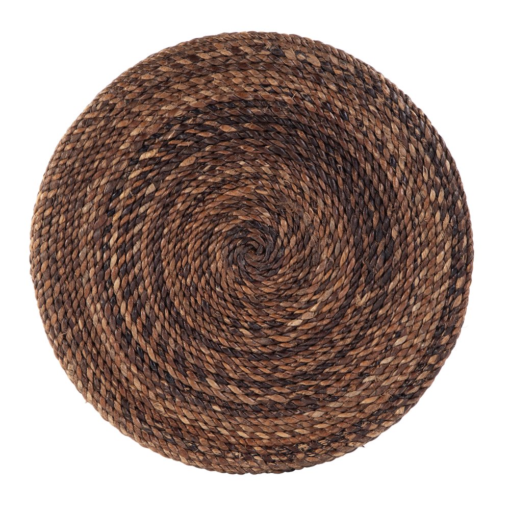 Bagshawe 13 in. W Round Wood and Abaca Rope Inlay Drum Side Table, Brown
