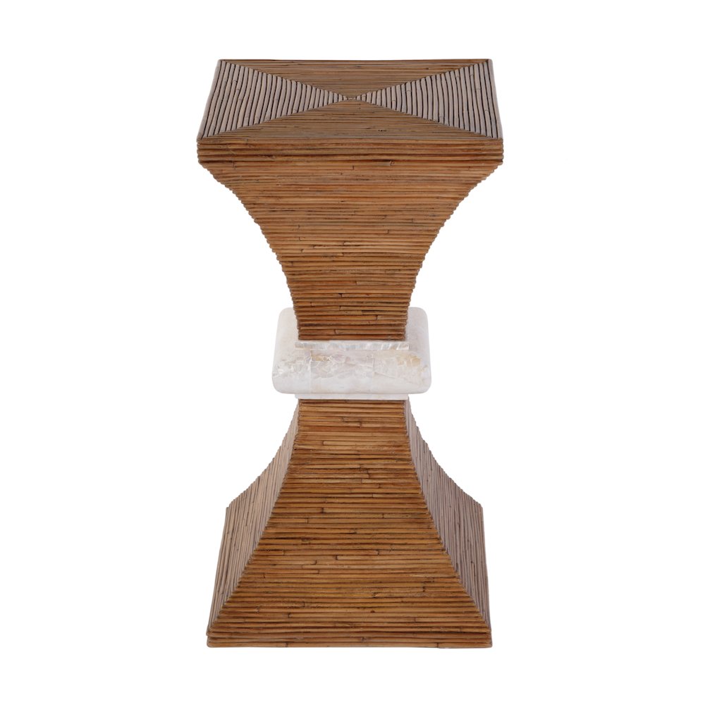 Marikit 13" W Square Wood and Arorog Inlay Side Table, Brown