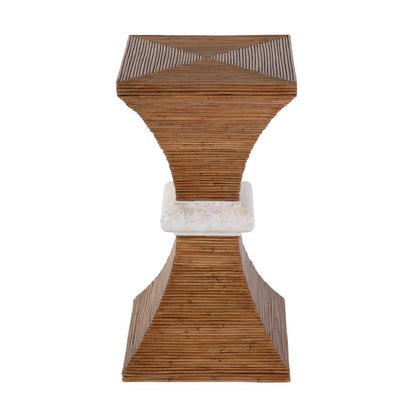 Marikit 13" W Square Wood and Arorog Inlay Side Table, Brown