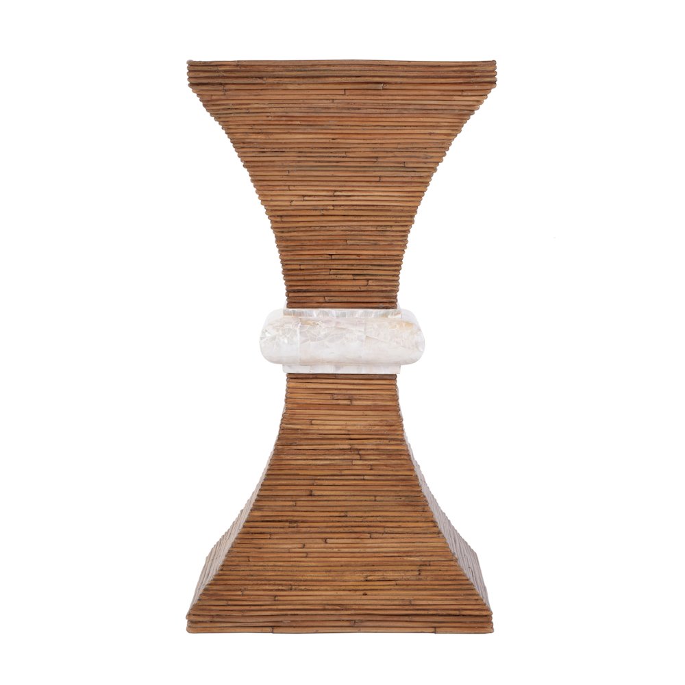 Marikit 13" W Square Wood and Arorog Inlay Side Table, Brown