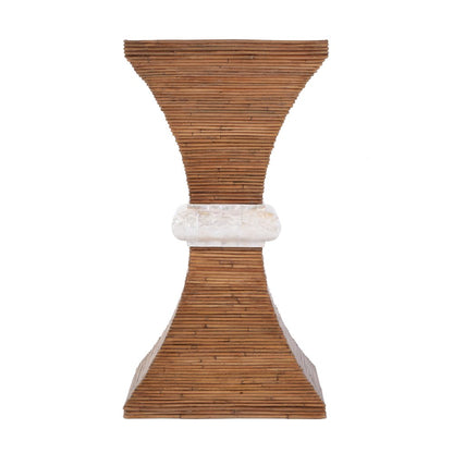 Marikit 13" W Square Wood and Arorog Inlay Side Table, Brown