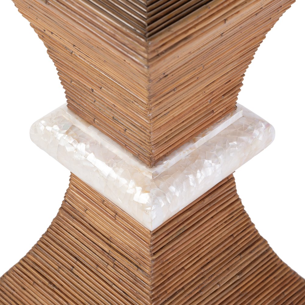 Marikit 13" W Square Wood and Arorog Inlay Side Table, Brown