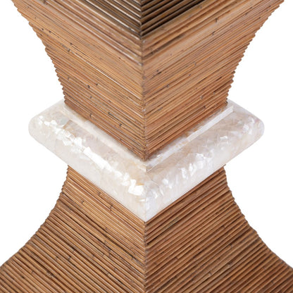 Marikit 13" W Square Wood and Arorog Inlay Side Table, Brown