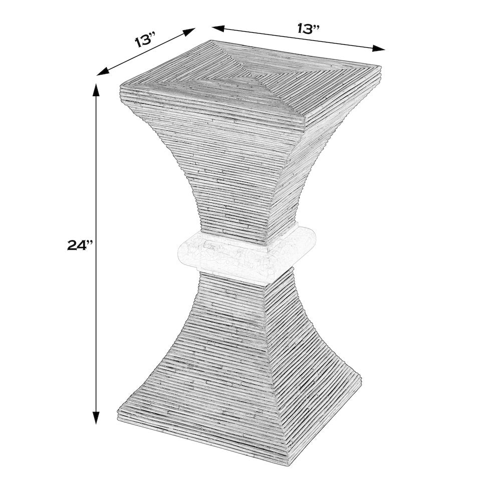 Marikit 13" W Square Wood and Arorog Inlay Side Table, Brown