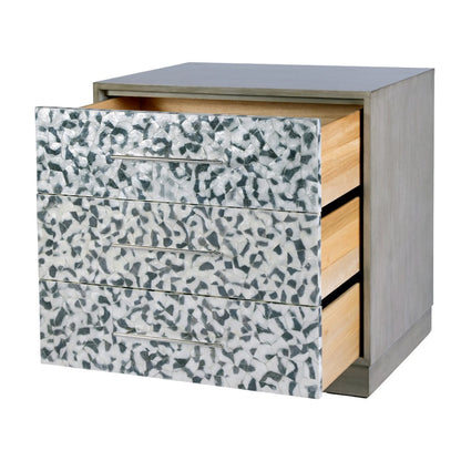 Maganda 32 in. W Wood and Tortoise Capiz 3 Drawer Chest, Gray