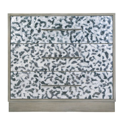 Maganda 32 in. W Wood and Tortoise Capiz 3 Drawer Chest, Gray